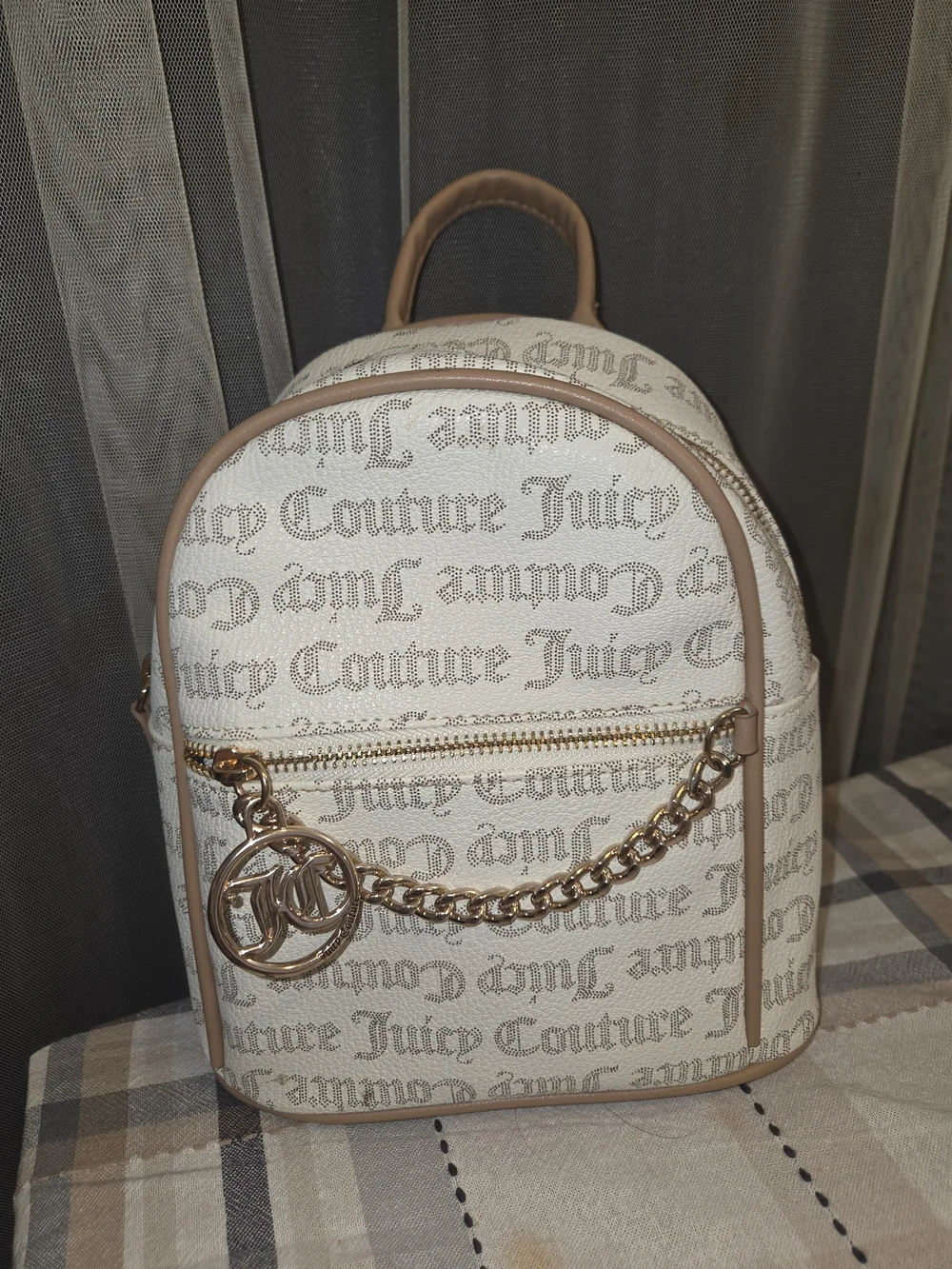NWOT Juicy Couture Beige Logo Mini Backpack